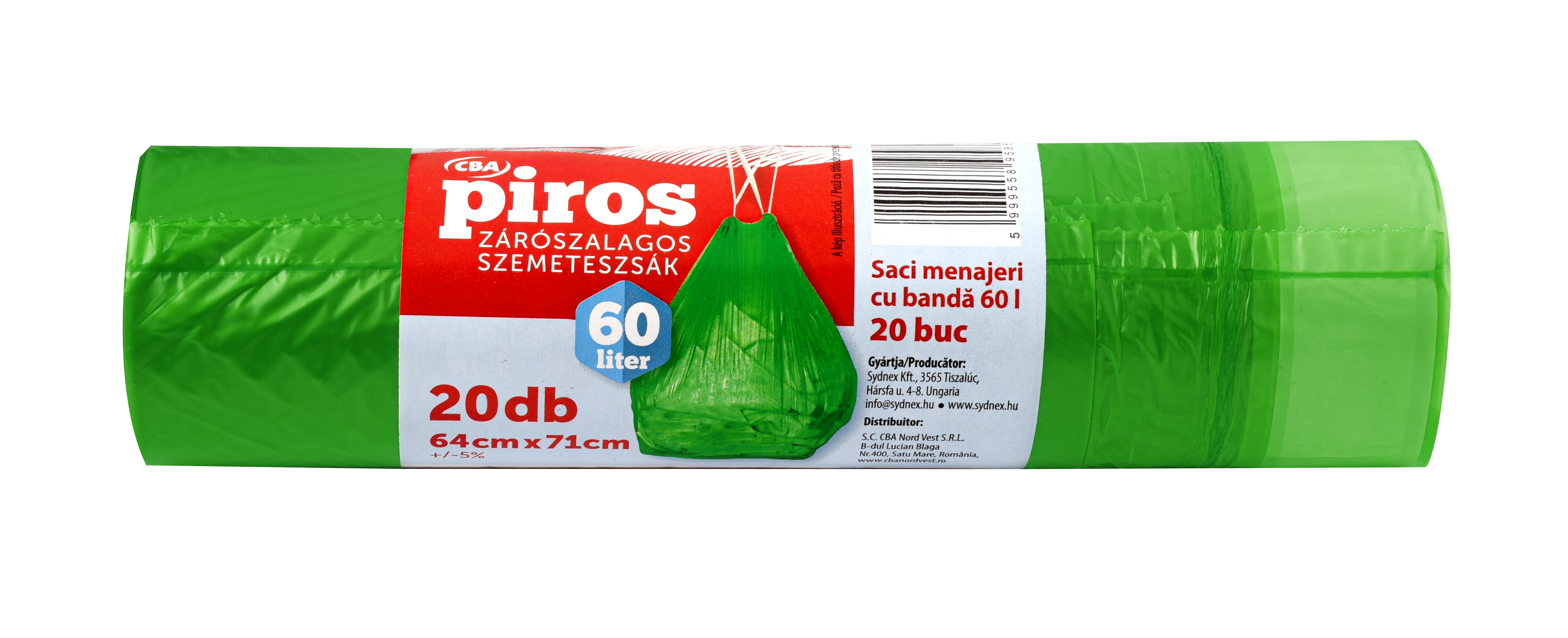 CBA Piros zárószalagos szemeteszsák 60 l/20 db